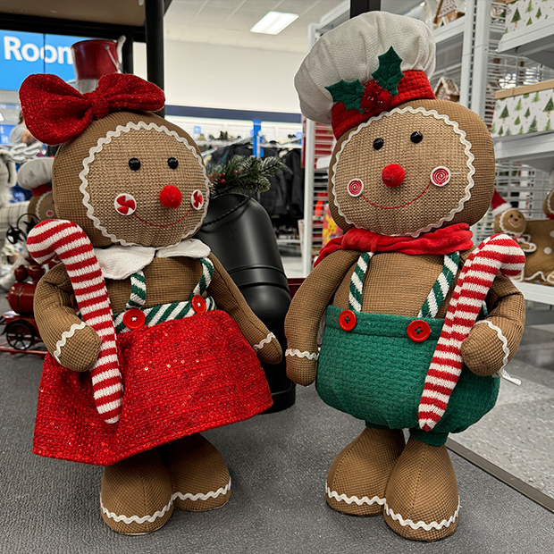 Stuffed holiday gingerbread boy and girl found in a Ross store.