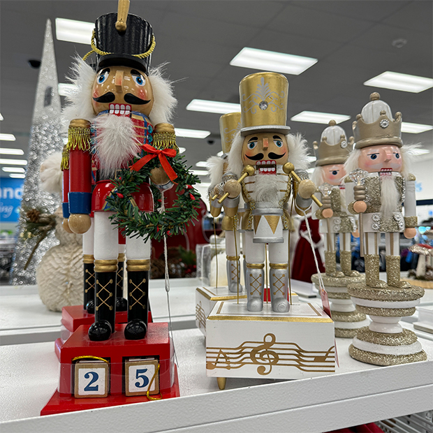 Decorative holiday nutcrackers from a Ross Store.