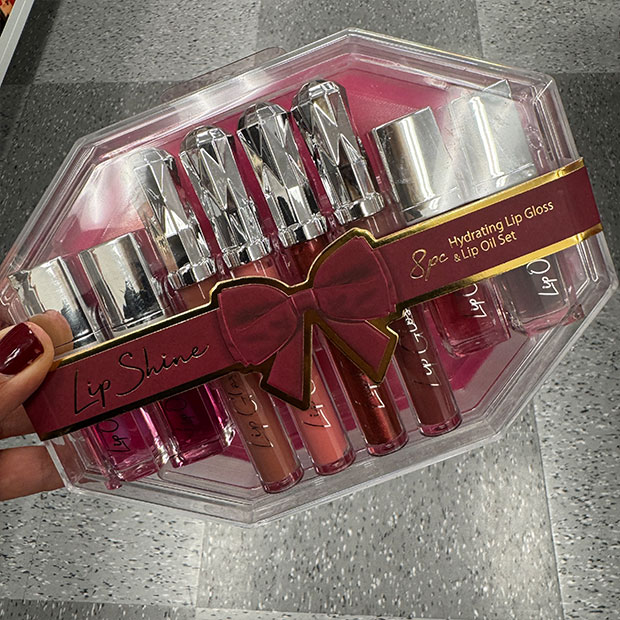 Gift box filled with lip gloss and lip oils from Ross.