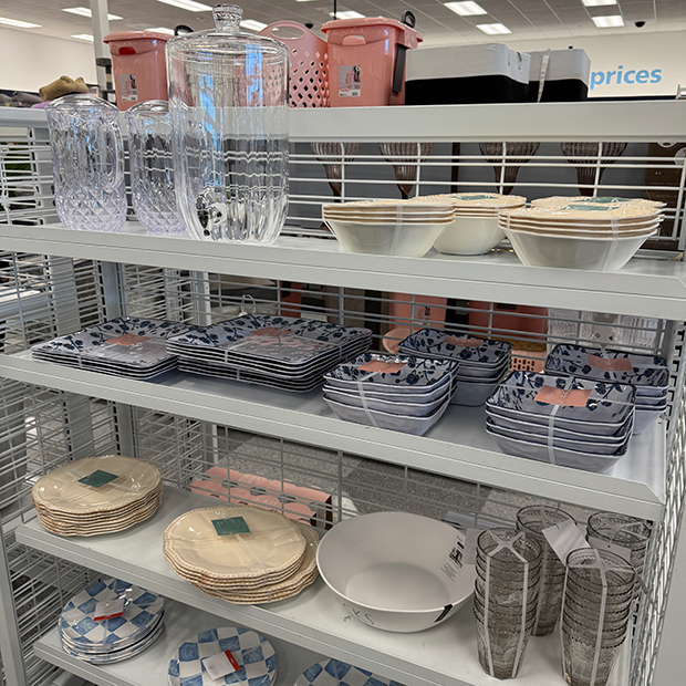 Serving dishes, plates, cups spring themed found in store at Ross.