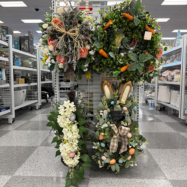 Four Easter floral wreaths found in store at Ross.